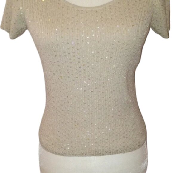 NWT TALBOTS SILK-Blend Ribbed Sequins Sweater S/P - Picture 6 of 9